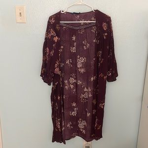 Maroon floral pattern cardigan